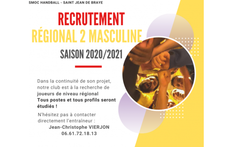 Recherche joueur niveau régional -  R2 Masculine