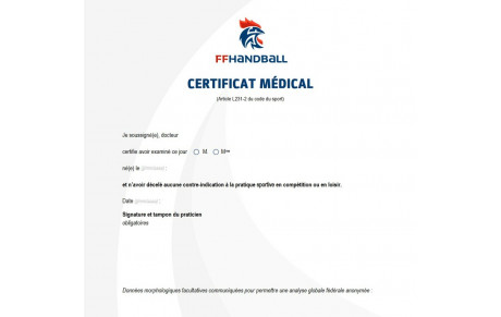 NOUVEAU CERTIFICAT MEDICAL